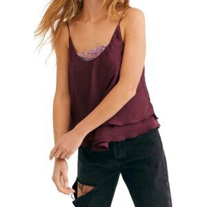 Intimately Free People Turn It On Sequined Cami Tank Top Flowy Plum Women's M